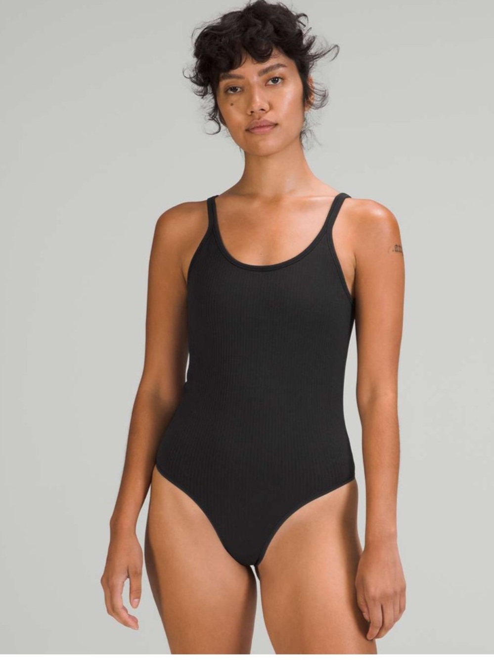 lululemon athletica Ebb to Street Size 12 Seamless Thong Bodysuit Ribbed Black